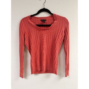 New York & Company Womens Pullover crew neck Ribbed Knit Sweater Red Size Small